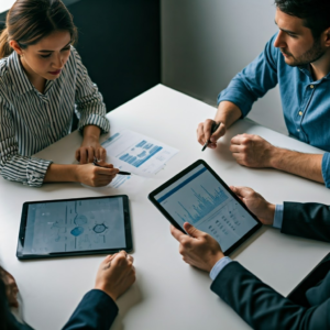 Experts discussing tailored AI solutions.