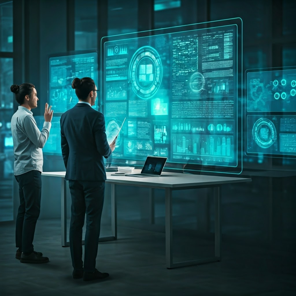 Futuristic e-commerce office using AI in Demand Forecasting