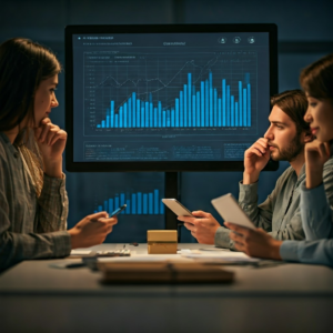 E-commerce team analyzing demand forecasting data