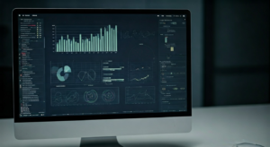 Computer screen showing fraud data visualizations