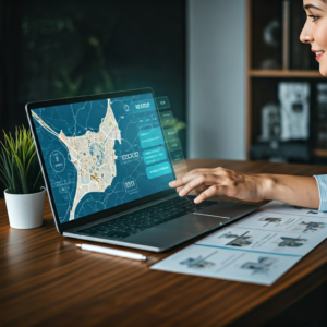 Agent using chatbot in modern office