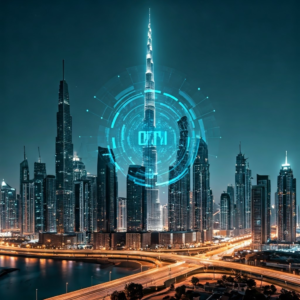 Dubai skyline with AI elements