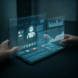 Real estate team collaborating with chatbots