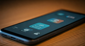 Smartphone showing app icons