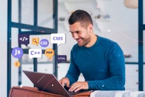 person working in front-end development in working in html